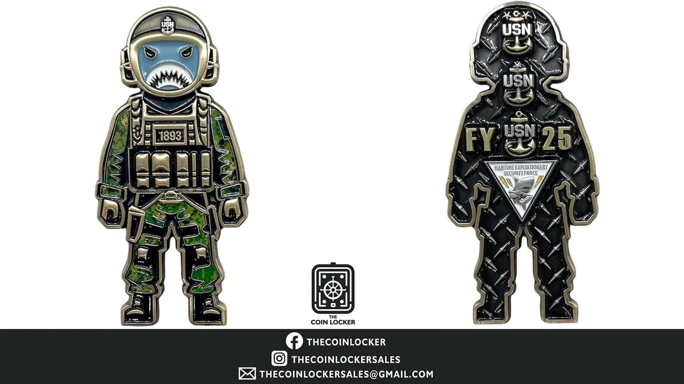 Maritime Expeditionary Security — custom challenge coin (MA shark coin — NECC)